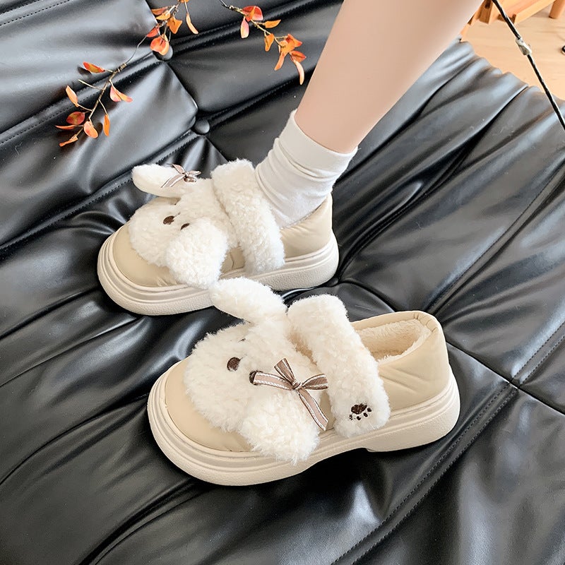 Women'S Cotton Slippers With Bag Heel Winter Cute Thick-Soled Mary Jane Shoes Warm Fleece-Lined Outer Wearing Cotton Shoes For Women - Image 5